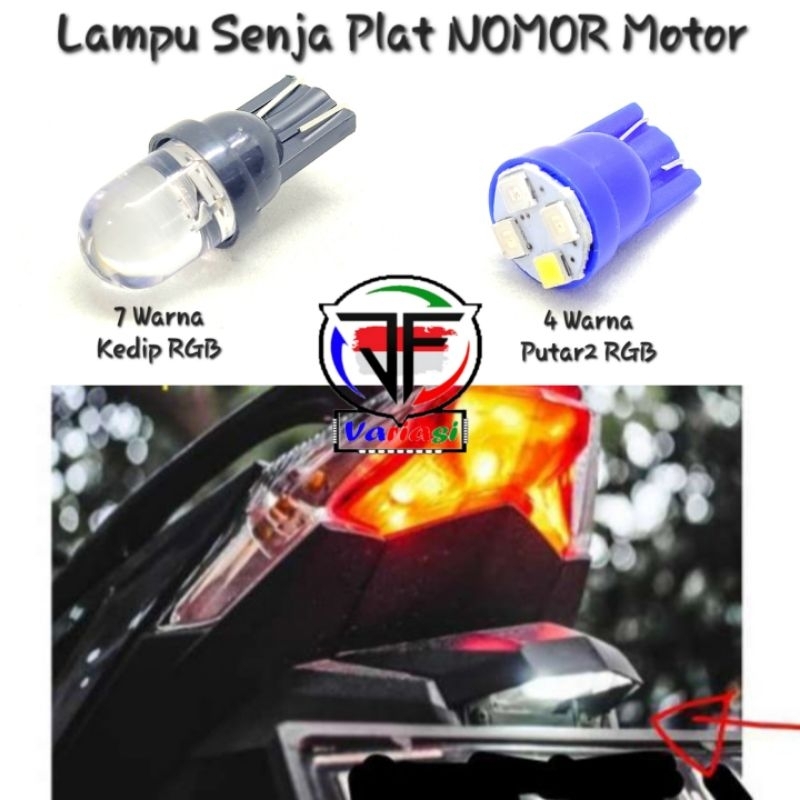 Lampu Senja / Lampu Plat Nomor Motor Lampu Plat Lisence Motor Warna Warni RGB Pelangi Mode Kedip Dan