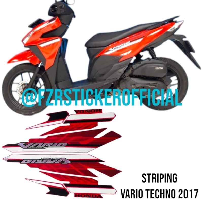 Sticker,striping,list body motor Honda Vario techno 125 Esp Tahun 2017