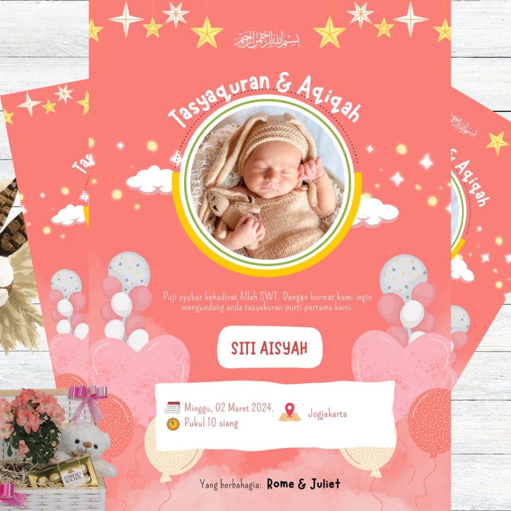 Undangan acara aqiqah anak custom digital