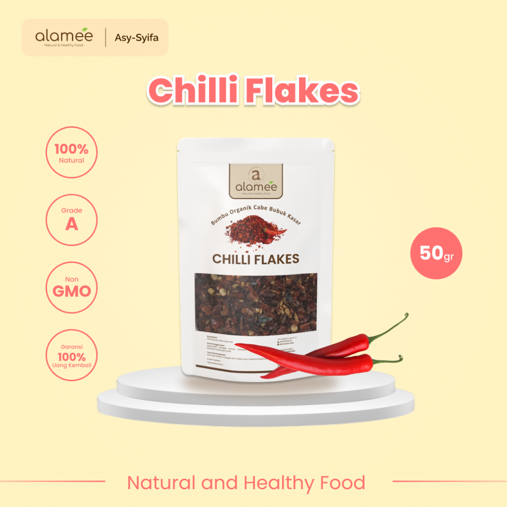 

Cabe Bubuk Kasar Chilli Flakes Cabai Bumbu Dapur Masak Organik Rempah Rimpang Murni Seasoning 50g