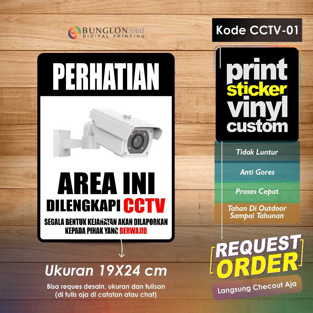 

STIKER PERHATIAN AREA INI DILENGKAPI CCTV + LAMINASI KODE CCTV-01 HITAM PUTIH