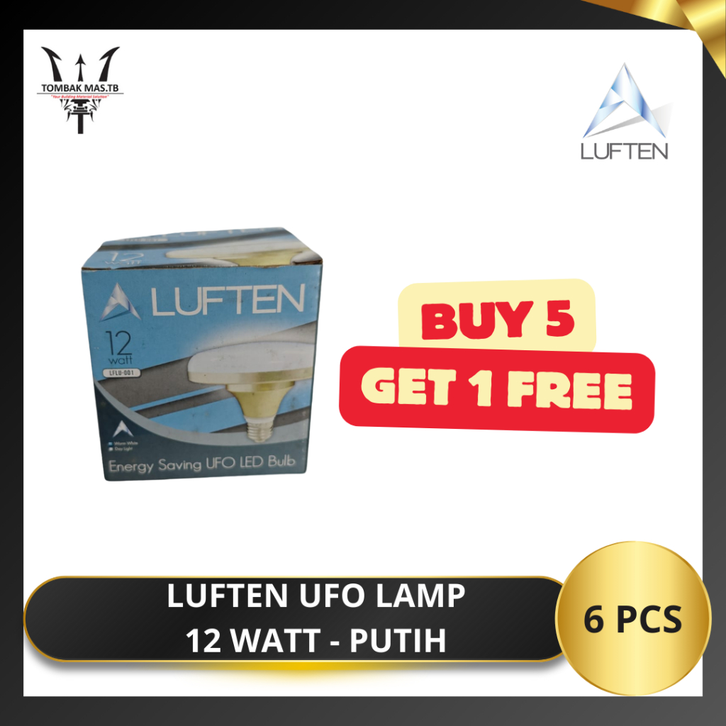 Bohlam Lampu UFO Luften 12 Watt - Putih (2 + 1 pcs)