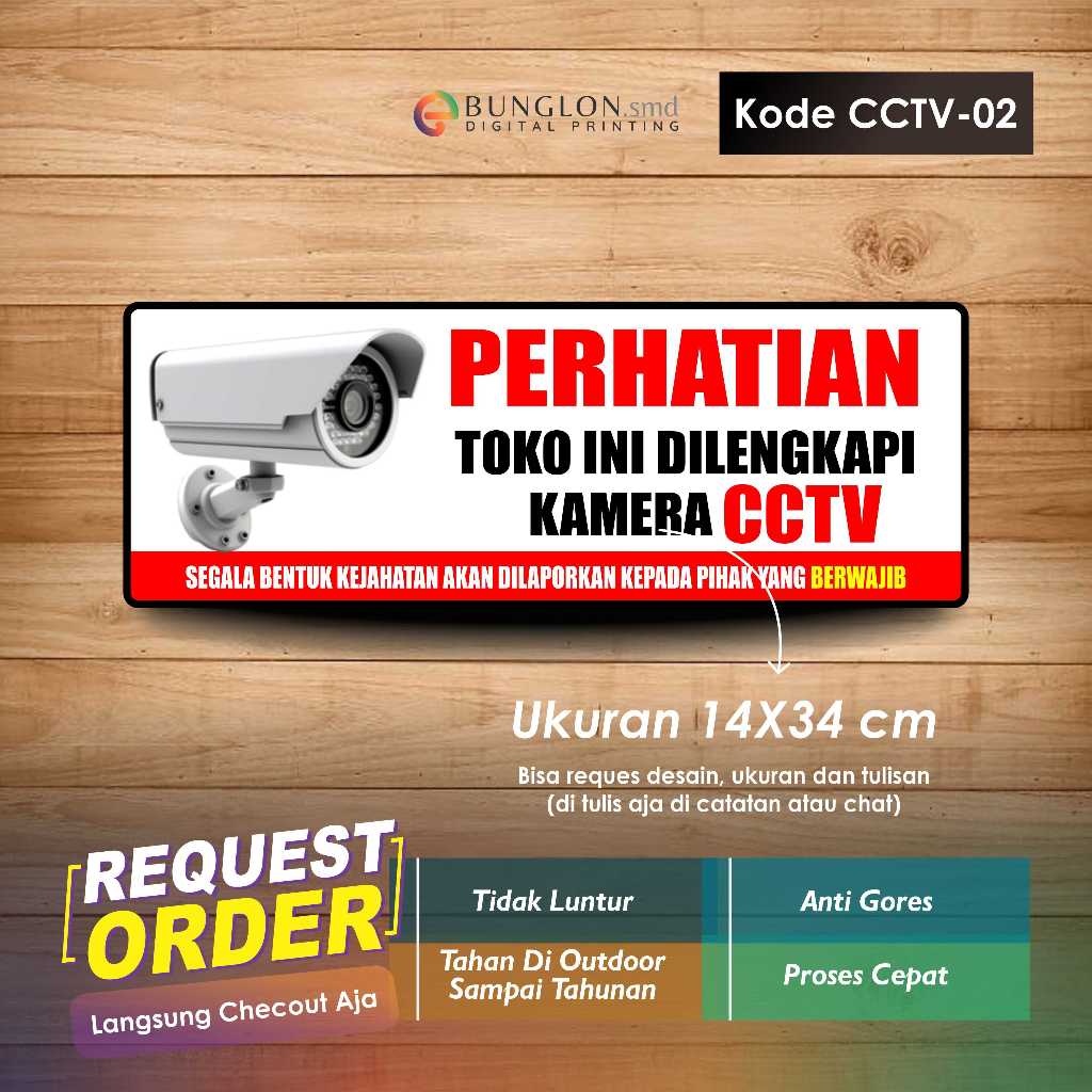 

STIKER PERHATIAN TOKO INI DILENGKAPI KAMERA CCTV + LAMINASI KODE CCTV-02 MERAH PUTIH