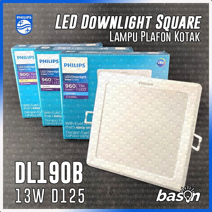 PHILIPS Eridani DL190B SQ 13W D125 5" - LED Downlight Recessed Square Kotak