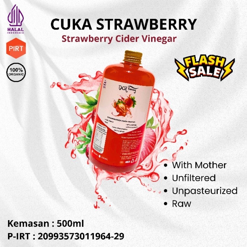 

Cuka Strawberry 500ml Sari Strawberry Cuka Strawberry Organik Original Asli Cider Vinegar With Mother - DCR Honey