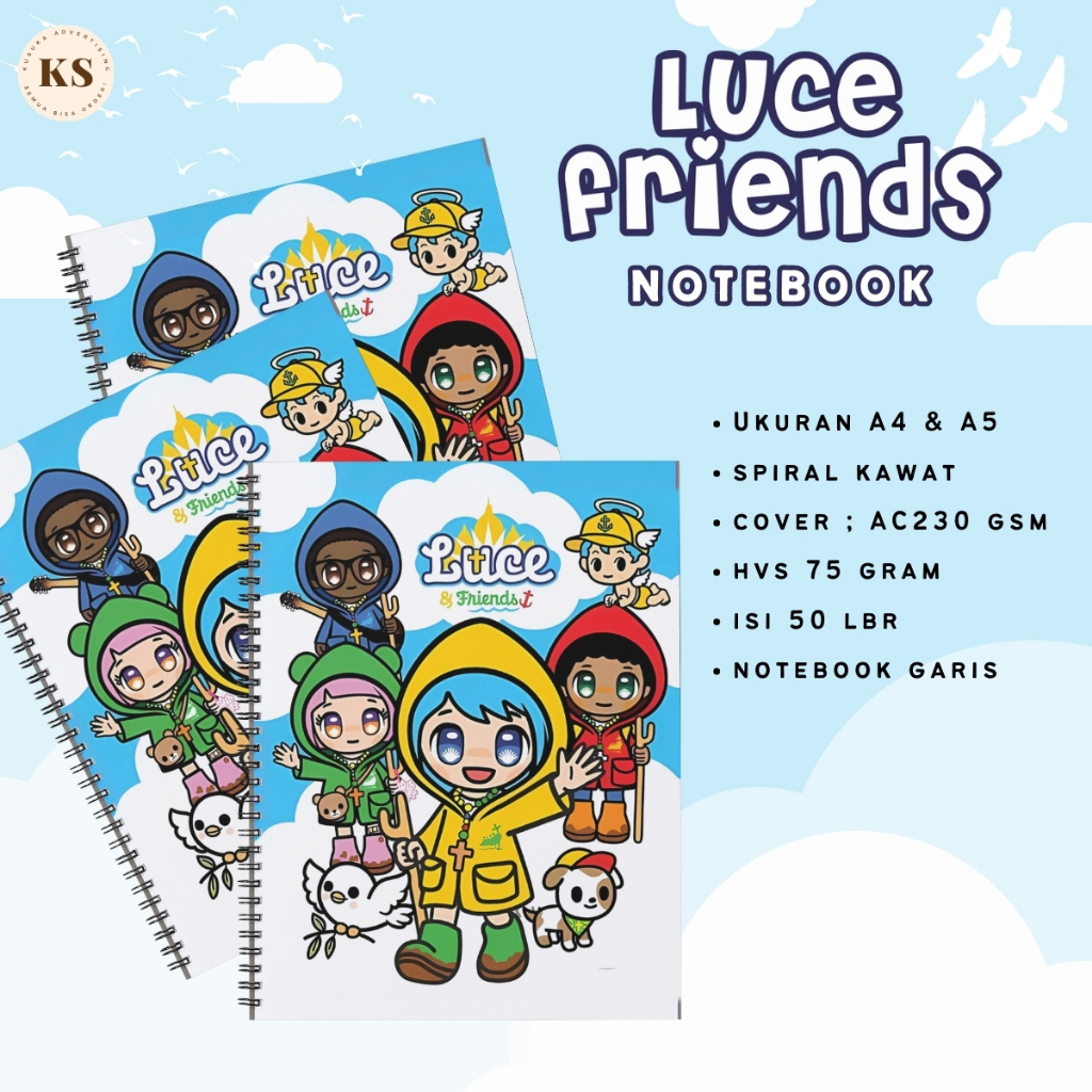 

LUCE Mascot of the Catholic Church Notebook A4 A5 Grid Buku Tulis Jurnal Harian Spiral Kawat HVS