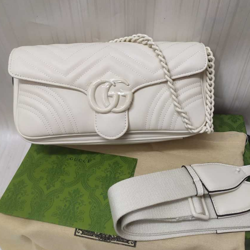 Tas Putih Wanita Original GG Marmont Small Shoulder Bag Satchel Bag White Putih Serial Number 734814
