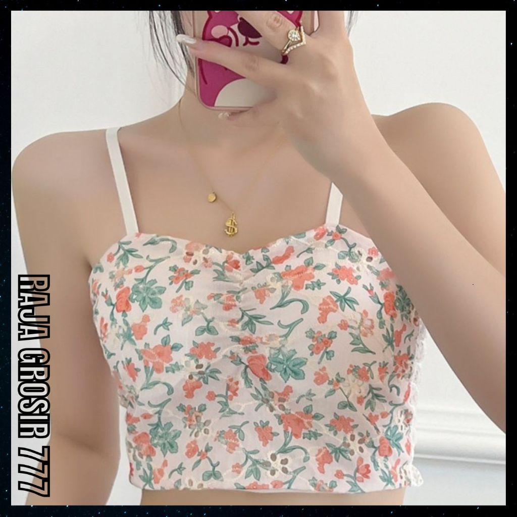 Atasan Croptop Floral Wanita Baju Crop Pantai Bunga Baju Summer PDW 23