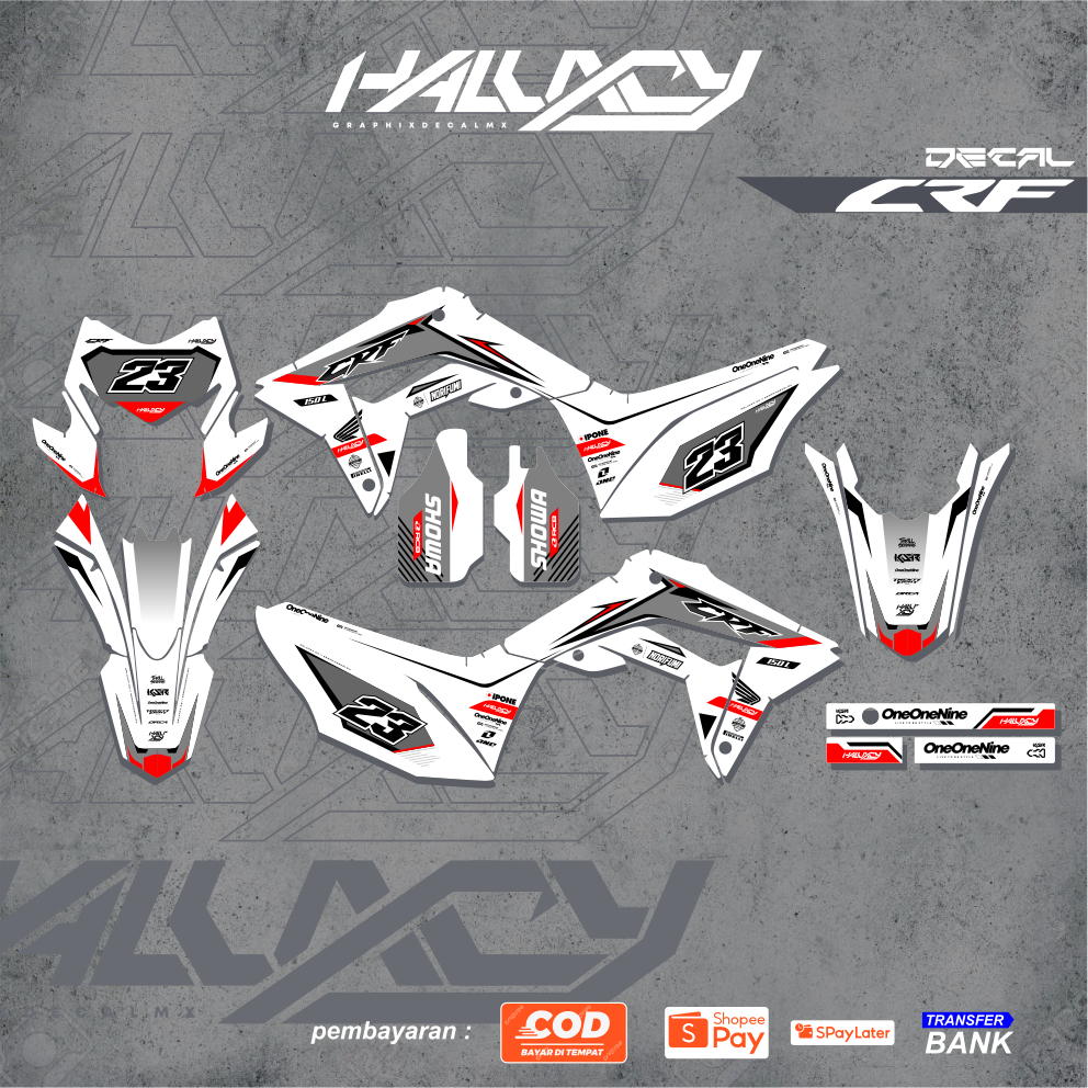 DECAL HONDA CRF 150 L FULLBODY PUTIH HOLOGRAM GLOSSY DOFF BY HALUXCY