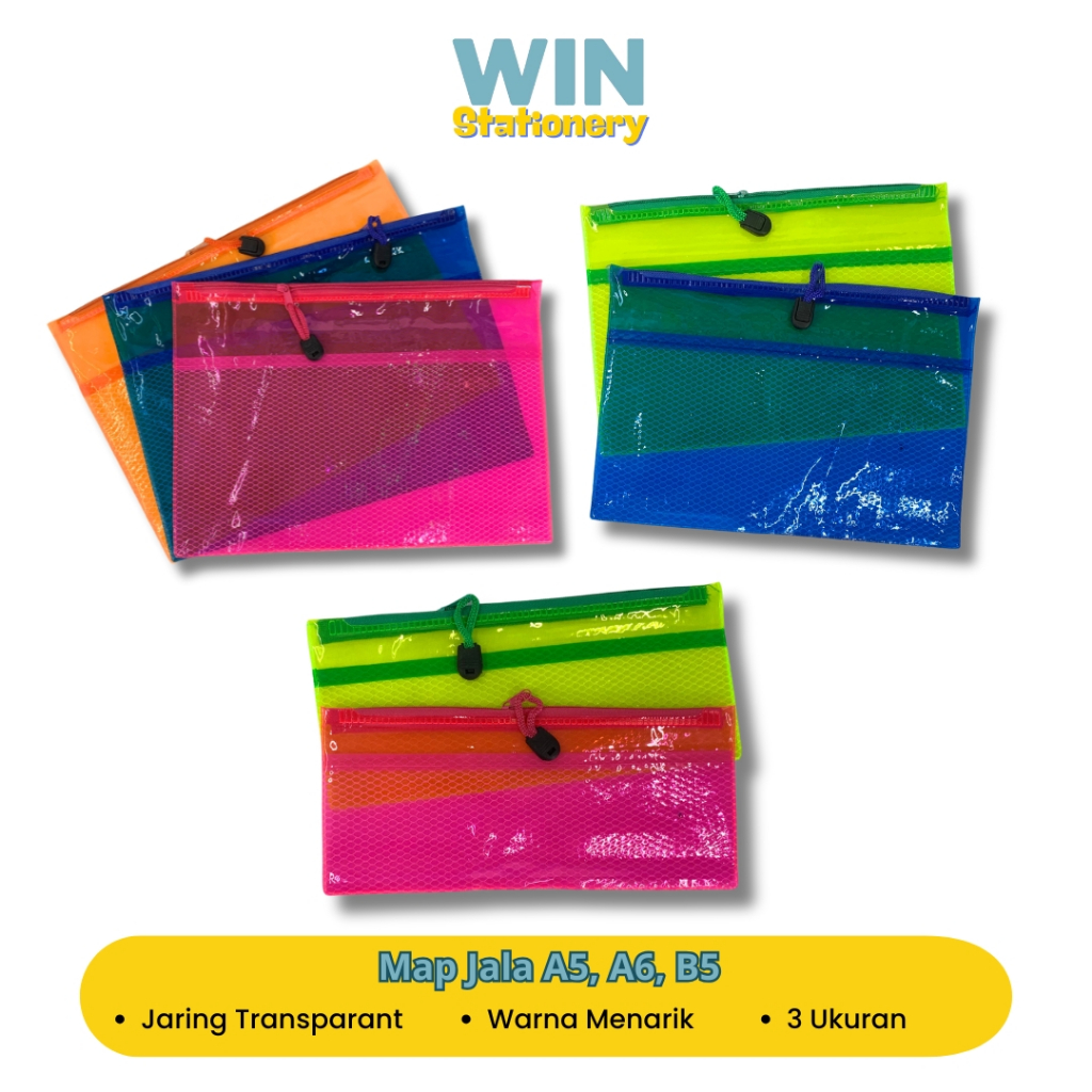 

Map Jaring Transparant Data Pocket File Serbaguna A5, A6, B5 Anak Sekolah, Kantor