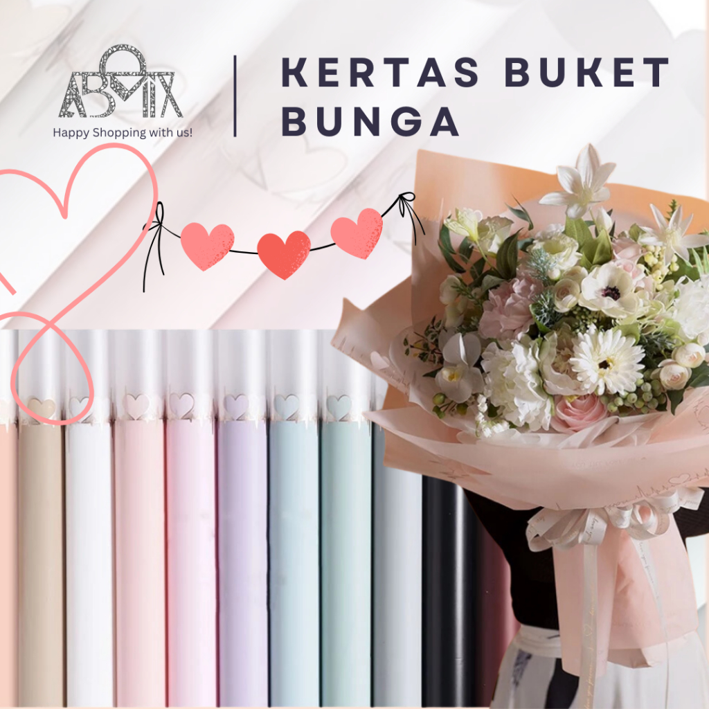 

Kertas Buket Love shape Waterproof Flower Wrapping Paper Floral Bouquet WR07