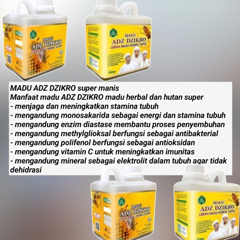 

MADU ASLI 100% MADU ADZ DZIKRO HERBAL SUPER / MADU HERBAL TANPA CAMPURAN 100% ASLI /JIKA PALSU UANG ANDA KEMBALI / MADU ORIGINAL TANPA PEMANIS BUATAN / MADU UNTUK PENYEMBUHAN/ MADU SEHAT