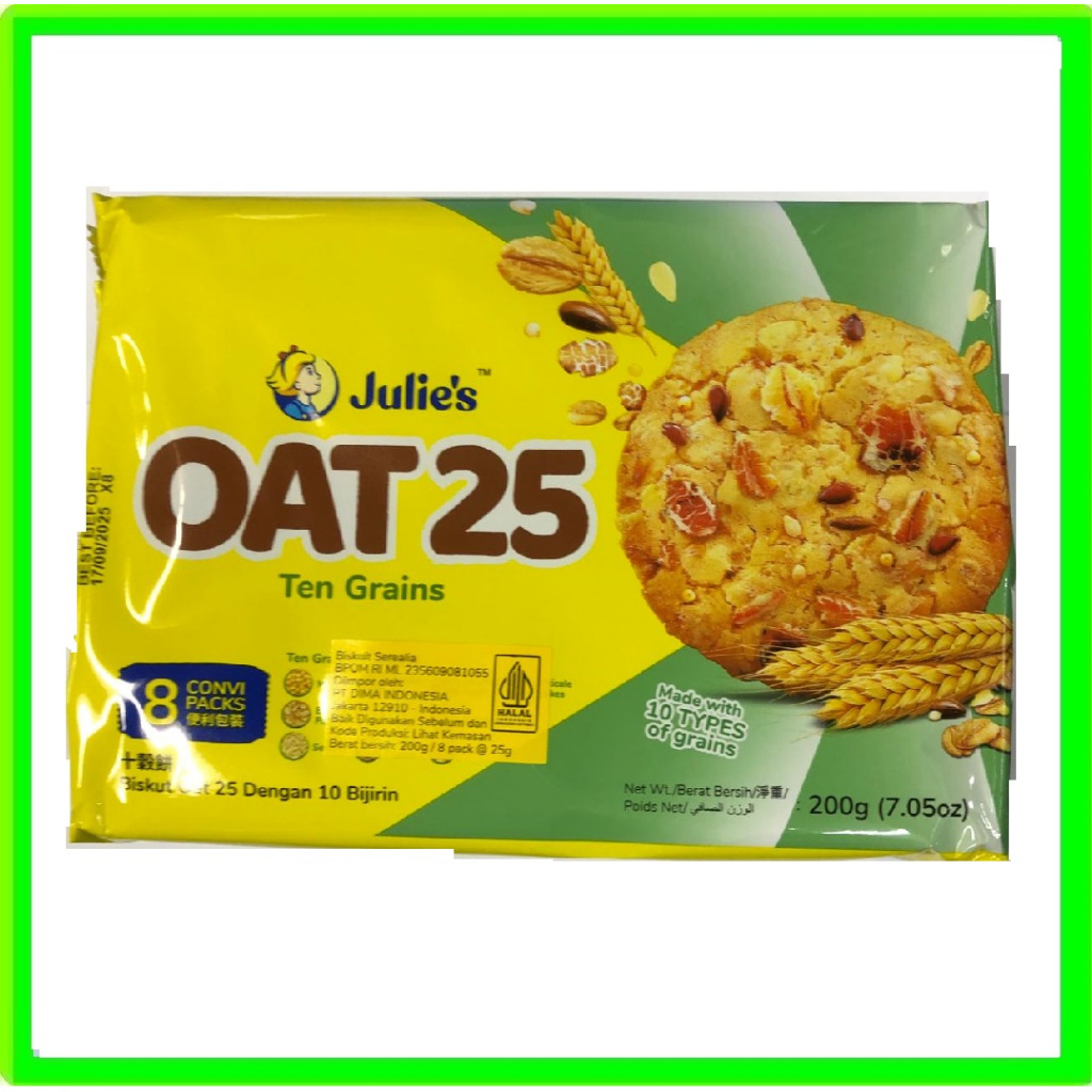 

Julie's OAT 25 Biskuit Sereal Ten Grains 200GR Biscuit Cereal