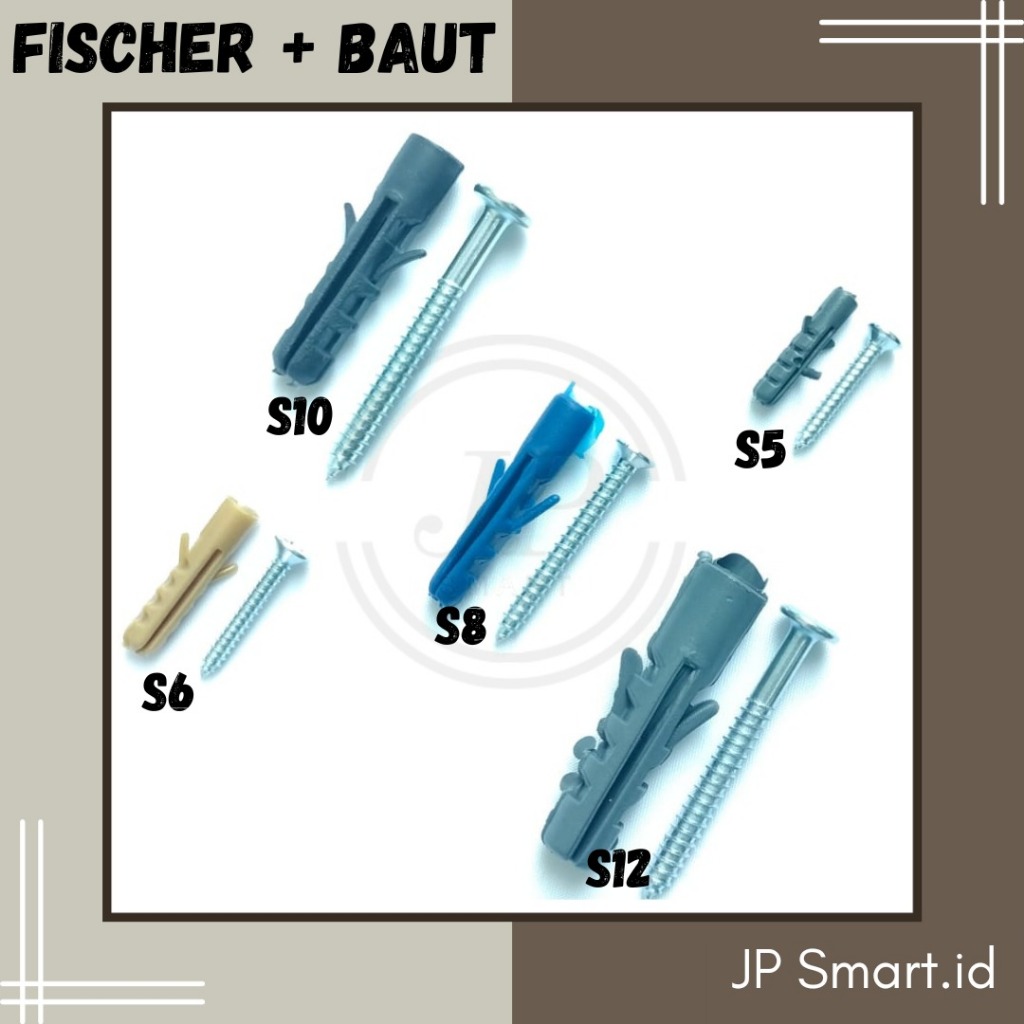 Fischer +Scrub Set Baut dan Mur Tanam Pengencang pertukangan