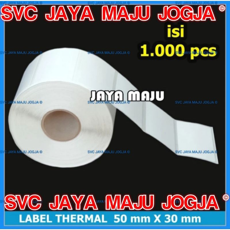 

KERTAS STICKER THERMAL 5x3 cm 5 x 3 cm 50x30 mm 50 x 30 mm - 1000 PCS - ANTI AIR ANTI ALKOHOL || LABEL STIKER TIDAK PAKAI RIBBON BARCODE || 50 X 30 THERMAL TOP COAT - 1 LINE - FACE OUT - ISI 1.000 PCS || 50X30 LABEL GONDOLA SUPERMARKET