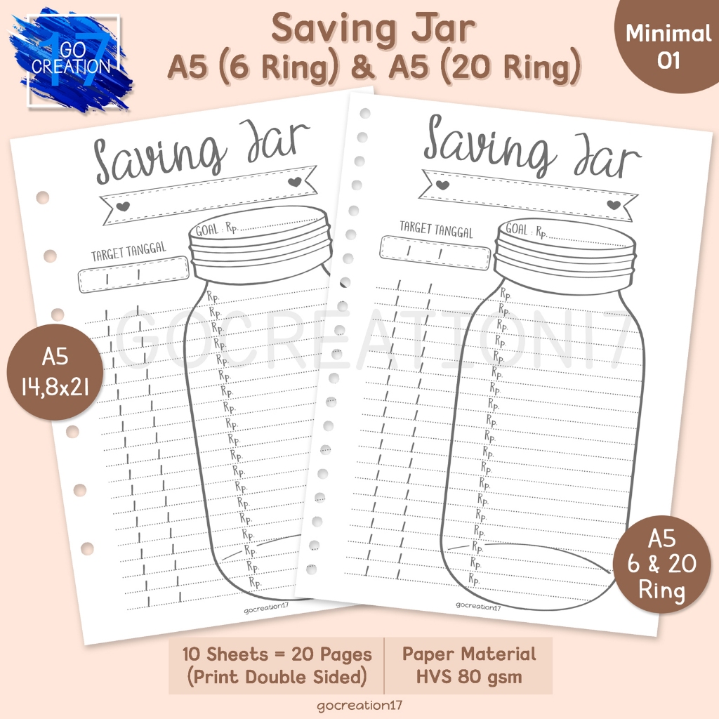 

Buku Planner Kertas Isi Binder Saving Jar Simple Minimalis A5