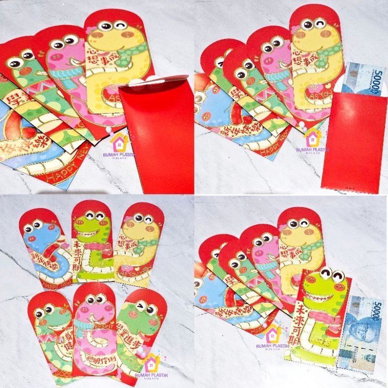 

Angpau angpao panjang shio ular snake barongsai 2025 3d kertas amplop uang imlek cny chinese new year chinnese cina money xincia merah gold tempat wadah kantongan bungkus paper red emas hongpao murah