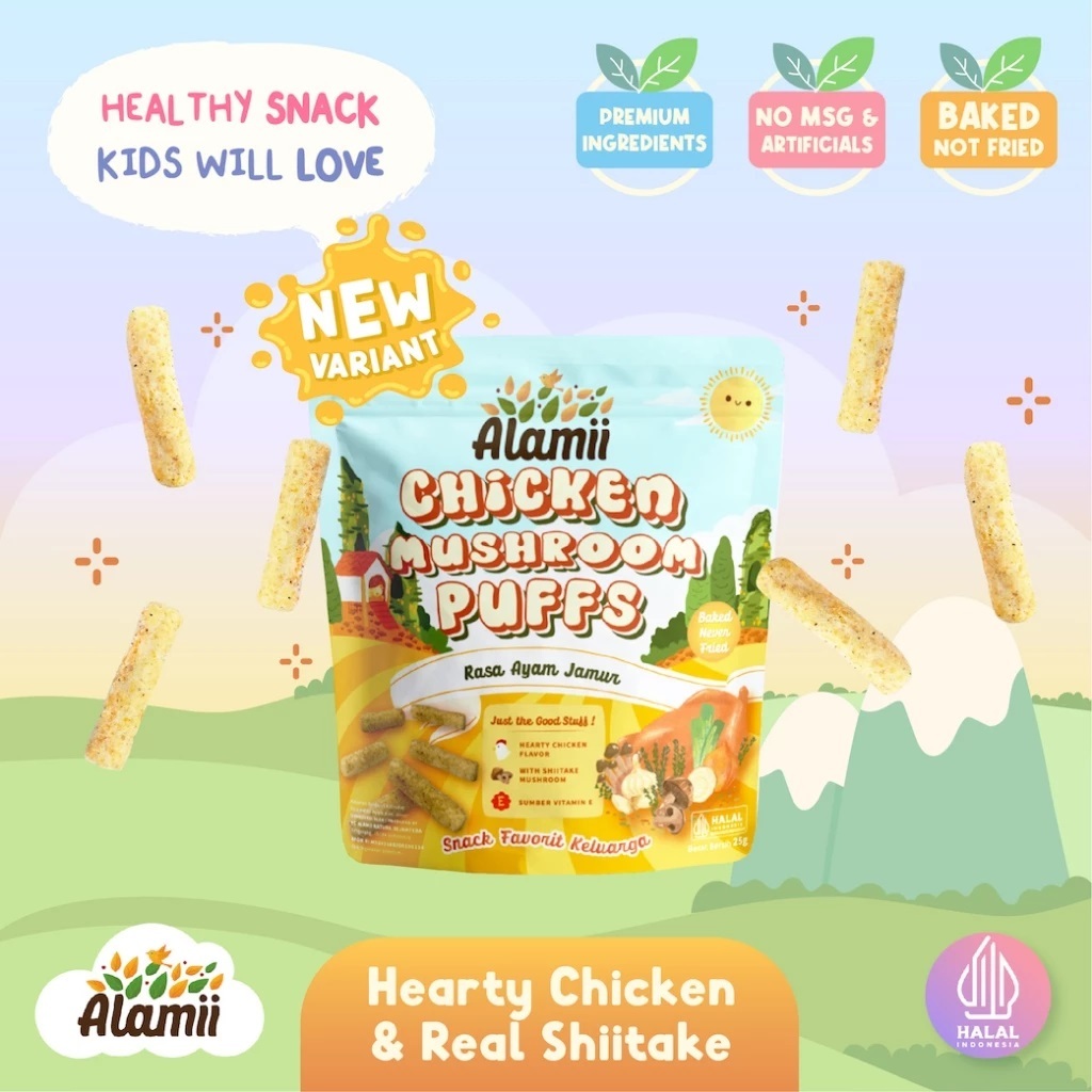 

Snack Sehat Anak - Alamii Puffs - Chicken Mushroom (25g) - Gluten Free