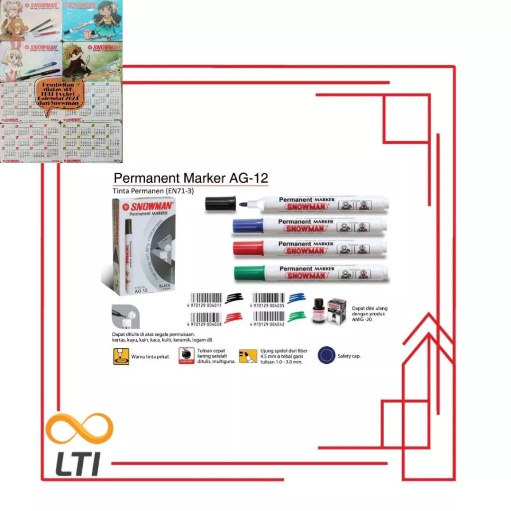 

Spidol Snowman Permanent AG 12 Spidol Permanen - PCS - MURMER