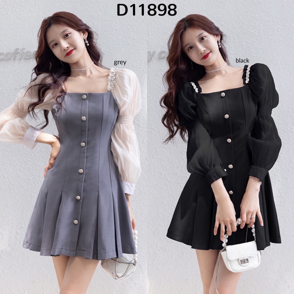 D11898 Annabelle Pleated Hem Mini Dress / Dress Elegan Modis Wanita