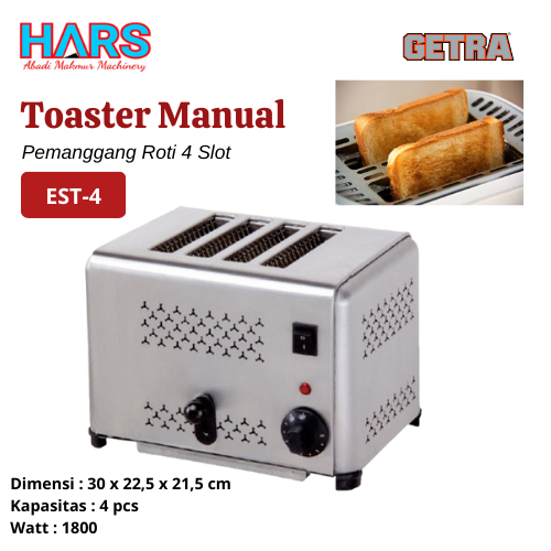 Mesin Pemanggang Roti Tawar 4 Slot Manual EST-4 / Toaster 4 Slot Getra