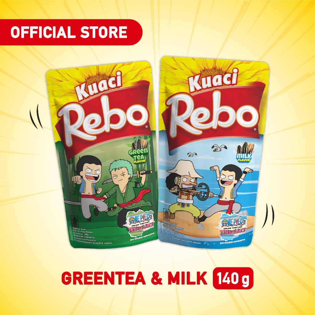 

Rebo Kuaci Bundling Varian Rasa Milk 140 Gram + Green Tea 140 Gram