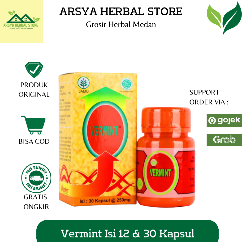 VERMINT KAPSUL CACING 12 & 30 KAPSUL - KAPSUL CACING VERMINT OBAT TIPES