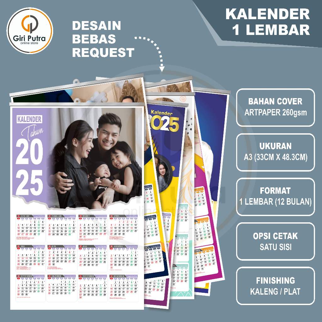 

KALENDER CUSTOME / KALENDER DINDING / KALENDER 1 LEMBAR MURAH