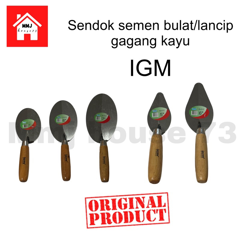Sendok Semen Bulat / Oval Gagang Kayu IGM