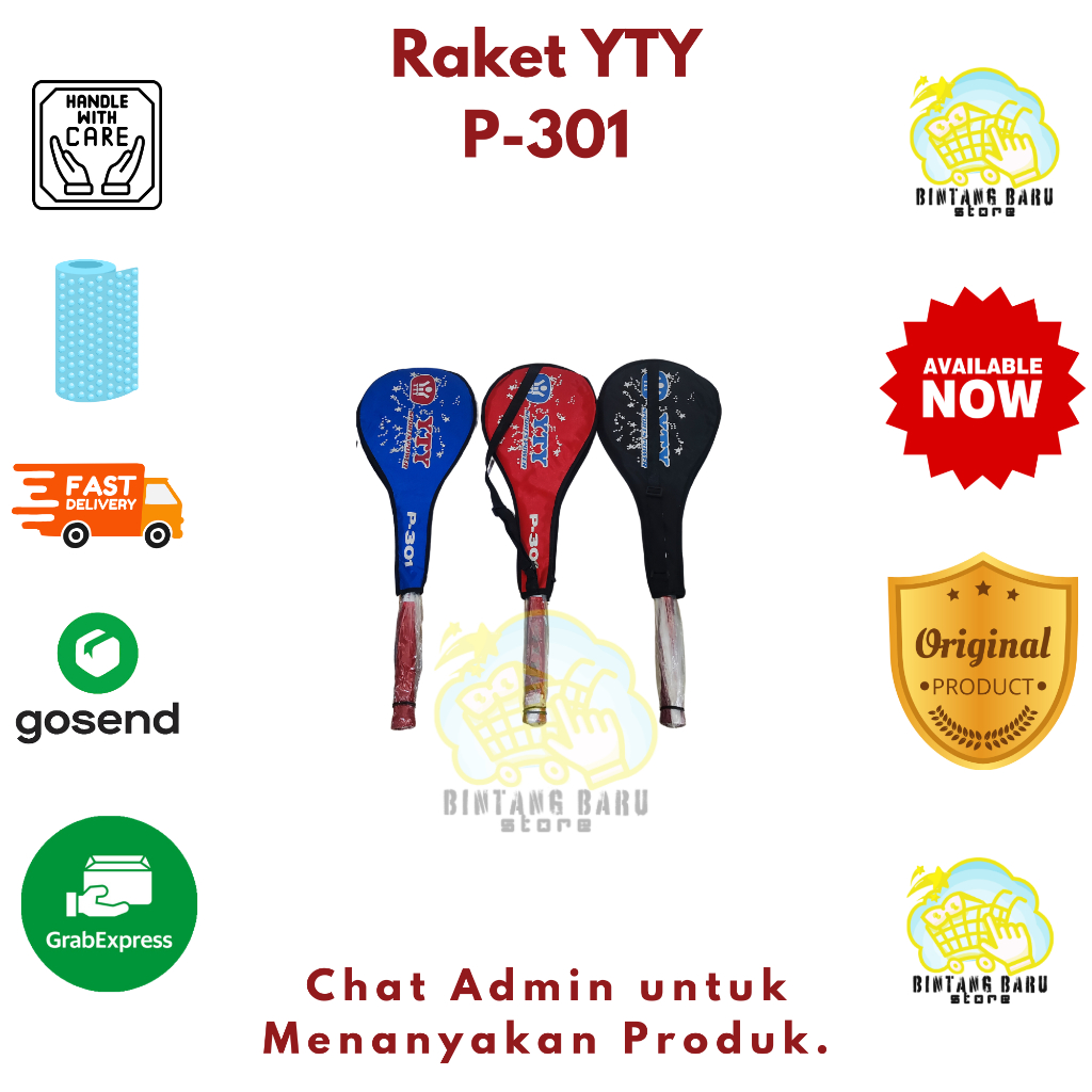 [HARGA 1 LUSIN] YTY - RAKET ANAK YTY - P301 - FREE COVER TAS 3/4