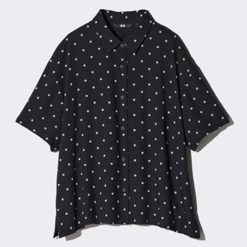 UNIQLO Blouse Women Kemeja Blus Rayon Motif Wanita Lengan Pendek