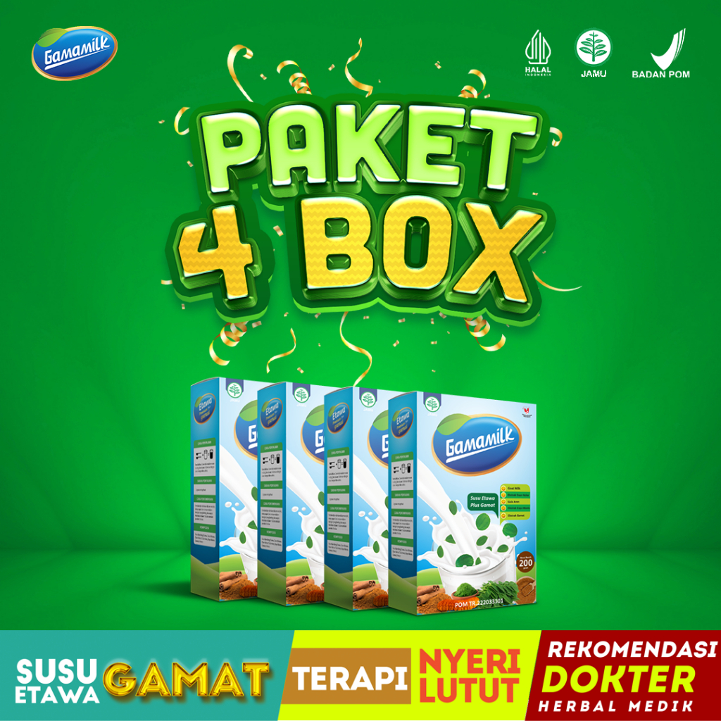 

Gamamilk 4BOX Susu Atasi Nyeri Sendi & Tulang Tinggi Kalsium 200gr