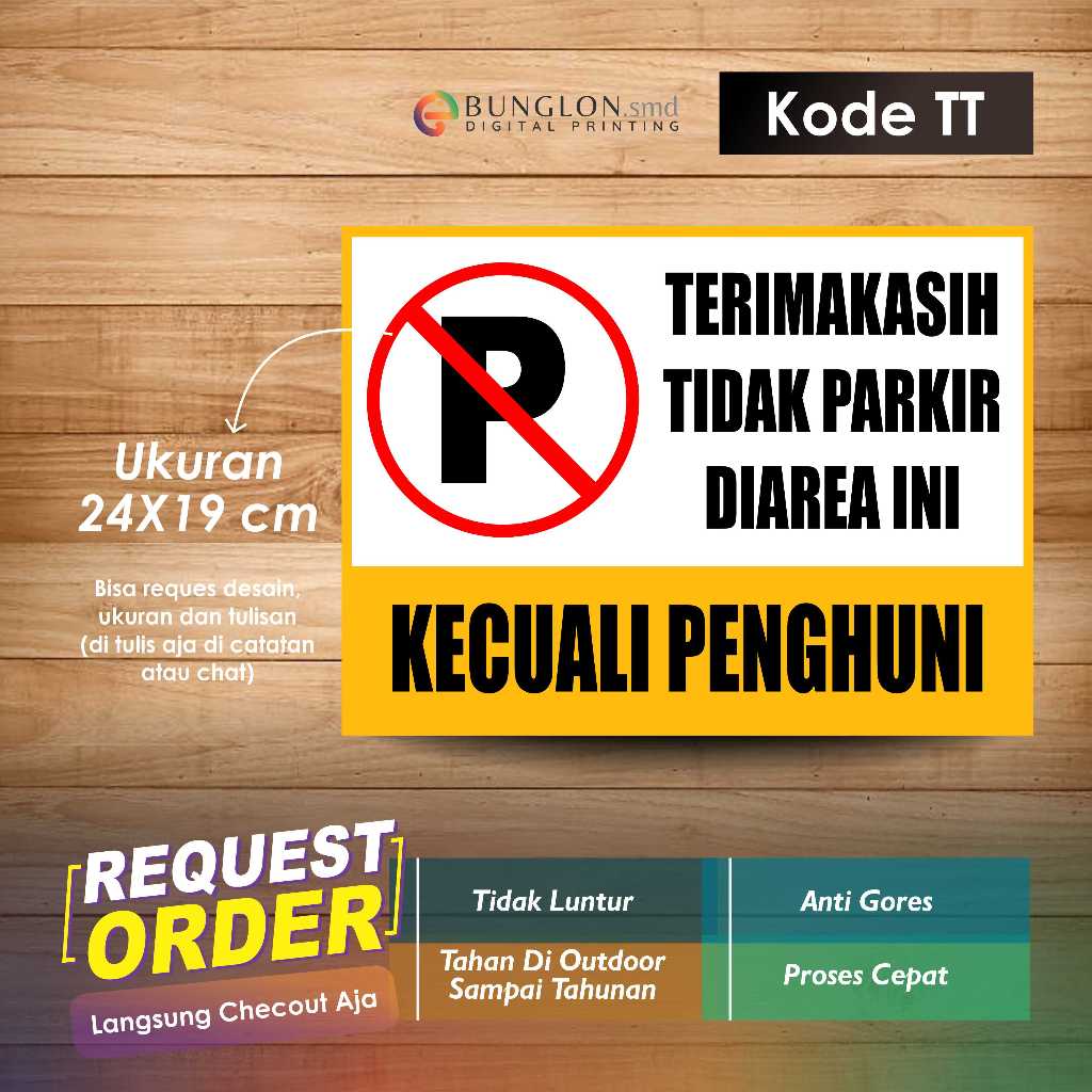 

STIKER TERIMAKASIH TIDAK PARKIR DI AREA INI + LAMINASI KODE TT KUNING