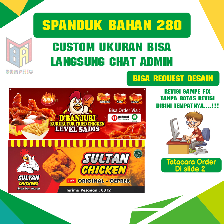 cetak banner dan spanduk jualan makanan & Minuman baner custom happy birthday  ulang tahun anak wisu
