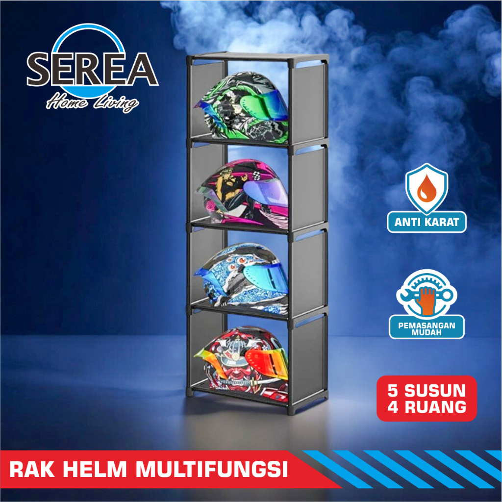 Rak Helm 5 Susun 4 Ruang Multifungsi / Tempat Helm 5 Tingkat Multifungsi / Rak Helm 5 Susun Multigun