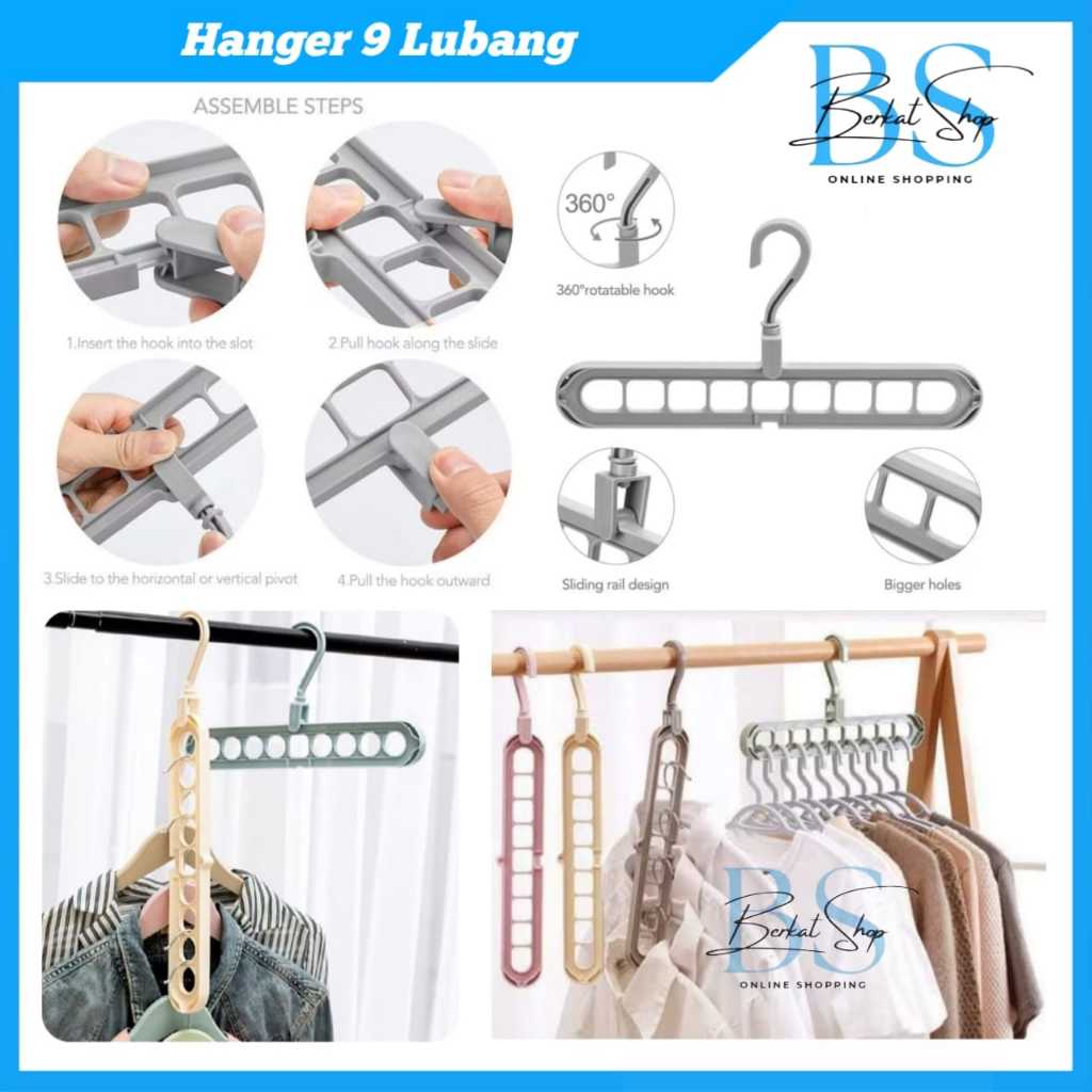 Gantungan Hanger 9 Lubang / Magic Hanger 9 Lubang / Gantungan Baju Ajaib