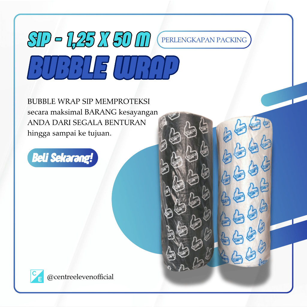 

BUBBLE WRAP SIP 1,25M X 50M - Peralatan Pack Packing Packaging 125 cm x 50 meter, Hitam Bening Tebal