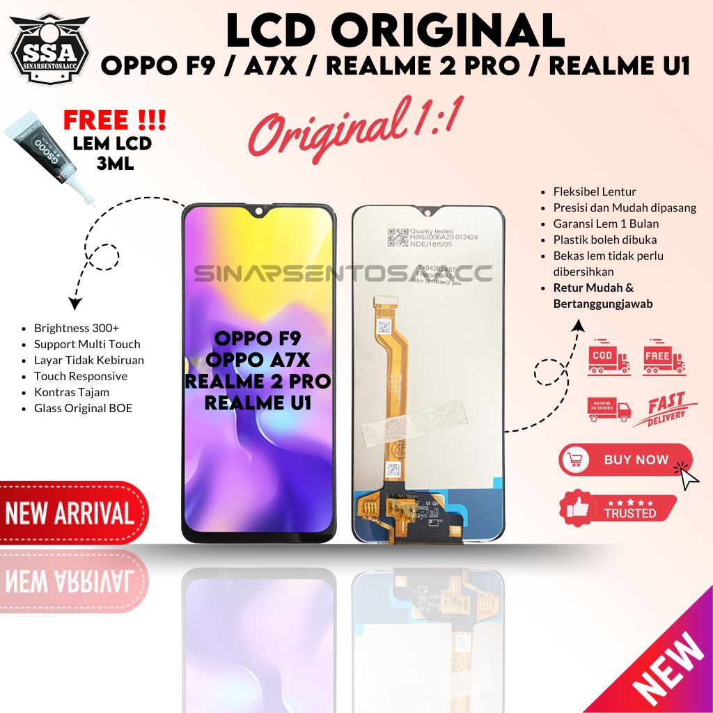LCD Touchscreen FULLSET ORIGINAL Oppo F9 / Oppo A7X / Realme 2 Pro / Realme U1 MURAH HP ORI GARANSI