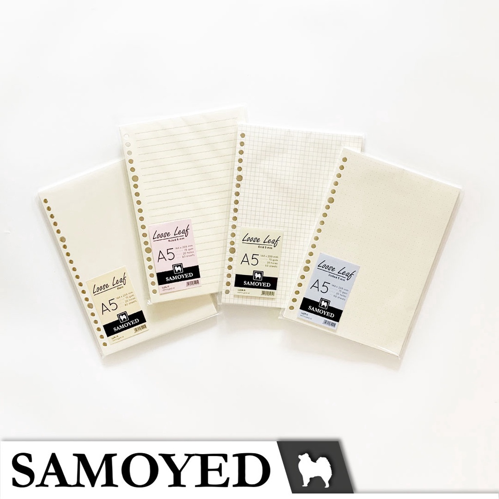 

Gratis Ongkir Rp5K Loose Leaf A5 2 Holes isi 6 Lembar Samoyed LL11 Plain Ruled Grid Dotted Polos Garis Kotak Titik