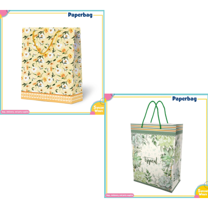 

PAPER BAG MOTIF / HAMPERS BAG / GOODIE BAG / SOUVENIR BAG / TAS KADO MOTIF / GIFT BAG / PAPER BAG SANSAN WAWA BESAR 28 CM x 15 CM x 37 CM