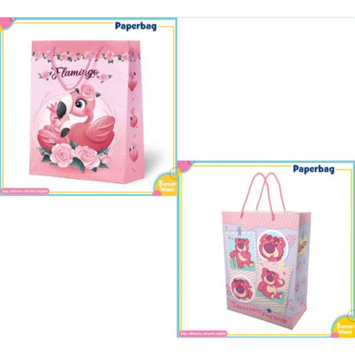 

PAPER BAG MOTIF / HAMPERS BAG / GOODIE BAG / SOUVENIR BAG / TAS KADO MOTIF / GIFT BAG / PAPER BAG SANSAN WAWA JUMBO 33 CM x 16 CM x 45 CM