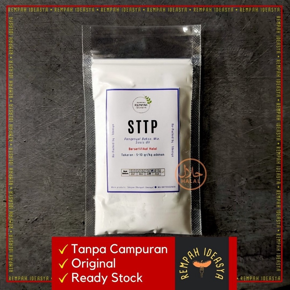 

Potongan 3 Produk STTP STPP Thailand Sodium Tripolyphospat Pengenyal Bakso Sosis Nugget Mie Perenyah Kerupuk