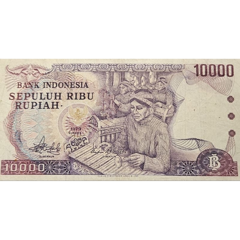 Uang Kuno Indonesia 10.000 Gamelan tahun 1979 Kondisi Kertas Masih Renyah Dijamin Original 100%