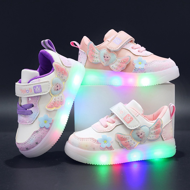 ART E9G babyfit size 2231 WINGWING sepatu sneakers lampu LED anak perempuan casual shoes jm119r