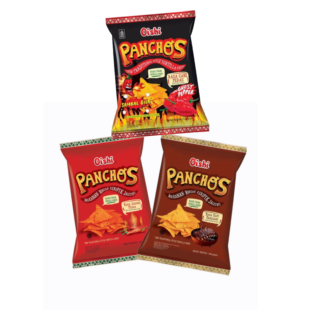 

Oishi panchos keripik jagung cabe pedas / jagung pedas / sapi panggang 140 gram
