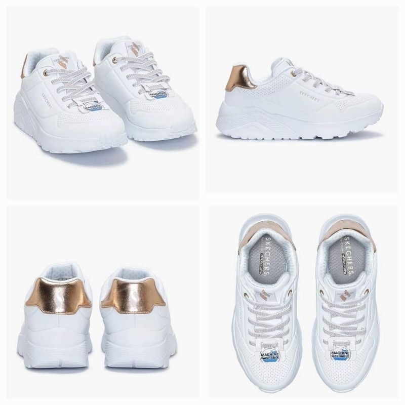100% Original Skechers Uno Lite Girl's Shoes - Mauve, Black dan White Kode Produk: SKE310384LMV