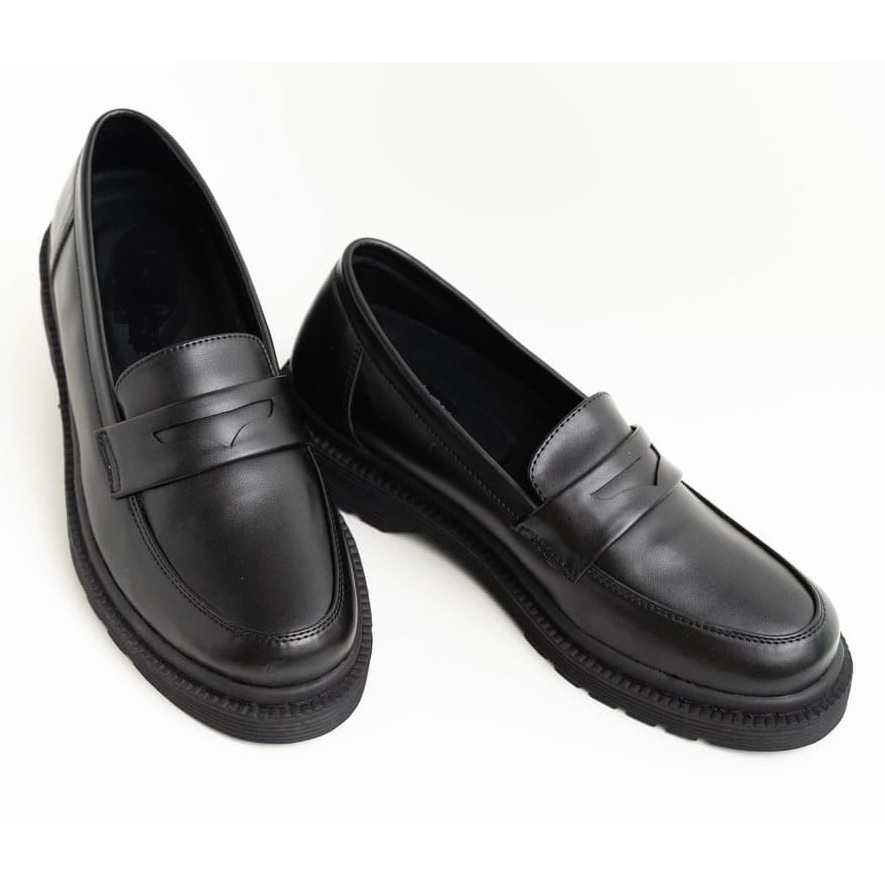 LIMITED UNION PRABU SEPATU FORMAL PANTOFEL PRIA CASUAL LOAFERS HITAM TALI KERJA KANTOR KULIAH