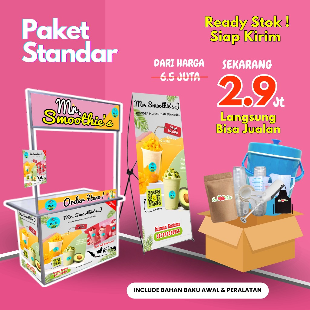 

Mr. Smoothie's Drink || MR.R CULLINARY (FRANCHAISE,PAKET USAHA,KEMITRAAN) GROBAK/BOOTH PORTABLE,ALAT LENGKAP, DAN BAHAN BAKU UTAMA SIAP LANGSUNG JUALAN TANPA RIBET. Wujudkan Impian Punya Usaha Sendiri dengan Franchise Smoothies Terbaik|| Smoothies drink.