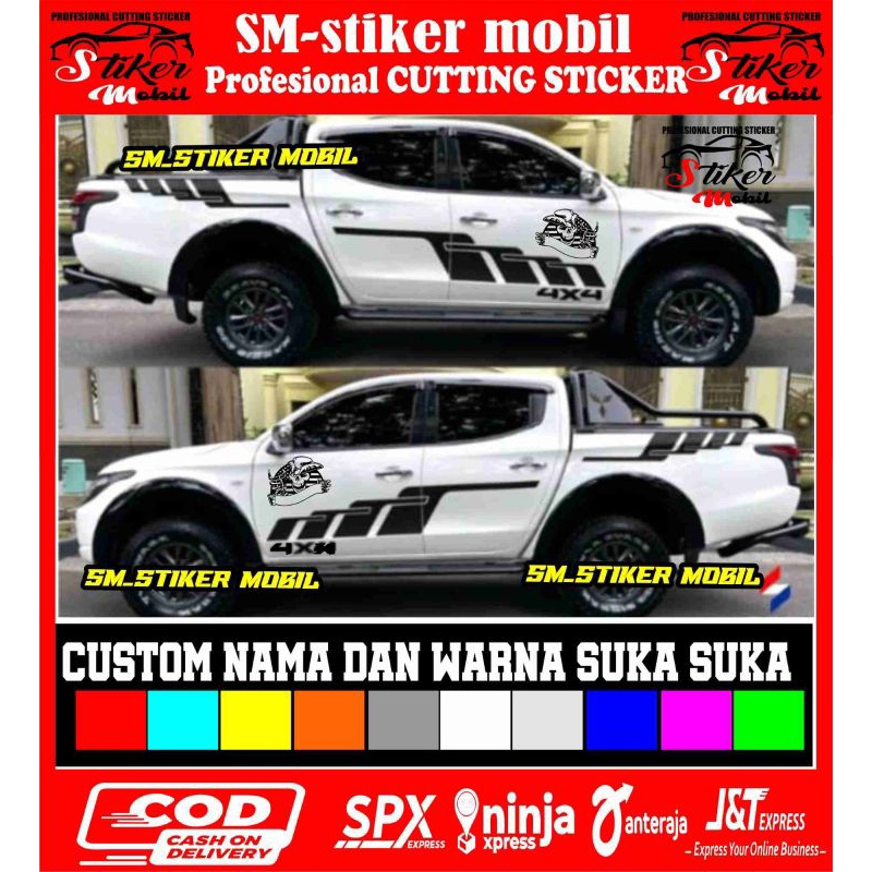 stiker mobil hilux strada triton navara dll stiker variasi body samping sticker cutting dobel cabin 