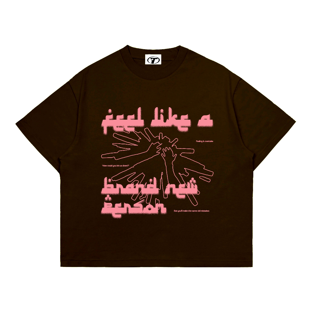 Thenational Boxy Fit Oversized T-shirt Hand Dark Brown